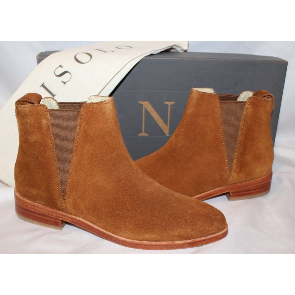 Nisolo Women's Eva Suede Everyday Chelsea Boot Nutmeg Size NEW $228
